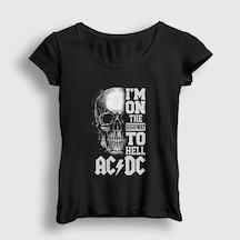 Presmono Kadın Highway To Hell Skull Ac/dc T-shirt Siyah