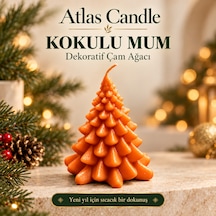 Turuncu Kokulu Çam Ağacı Mum - Dekoratif Yılbaşı Hediyesi