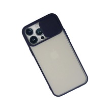 Apple, Uyumlu iPhone 13 Pro Max Kılıf Palm Buzlu Kamera Sürgülü Silikon - Lacivert