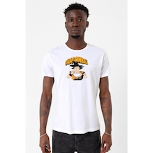 Dragon Ball Z Anime Goku Eating Ramen Beyaz Erkek Bisikletyaka Tshirt 001