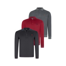 Üçlü Set V4007 Dewberry Erkek Sweatshırt-lacivert-antrasit-bordo Lacivert-antrasit-bordo