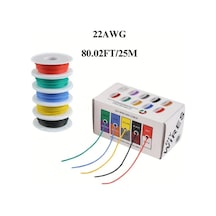 Meridiangoods 16-24awg 5 Renkli 25m Kalaylı Bakır Silikon Kablo Dıy Elektrik Projeleri Diğer