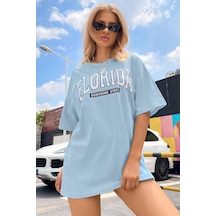Uyguntarz Unisex Florida Baskılı Tasarım Tshirt Bebe Mavisi