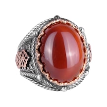 Gerçek Doğal Taş Gümüş Yüzük, El Yapımı Erkek Takısı, 925 Ayar Gümüş Yüzük Gümüş