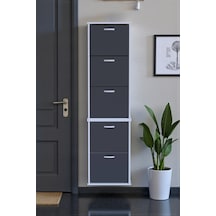 Eliusta Porta 10 Bölmeli Ayakkabılık Antrasit 52 Cm Genişlikte 52x193x26 Cm Duvara Monte Ayakkabılık Antrasit