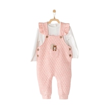 Andywawa Kız Bebek Sincap Kabartmalı Pembe Tulum Ac23328 001