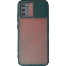 Newface Samsung Uyumlu Galaxy A03s Kılıf Palm Buzlu Kamera Sürgülü Silikon - Yeşil Yeşil