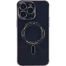 Nettech Apple Uyumlu iPhone   15 Pro Max Metal Kamera Çerçeveli Magsafe Karbon Fiber Arka Koruma Kılıf   - Mor Mor