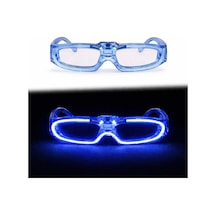 Mey İthalat Mavi Led Işıklı Parti Gözlüğü 3 Modlu - Glow & Gece Eğlence Gözlüğü
