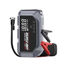 Coverzone Çok Fonksiyonlu Akü Takviye Cihazı Ve Hava Kompresörü 12v Araç Jump Starter, Dijital Lastik Şişirme, Led Işık & Sos, Powerbank, Taşınabilir Acil Durum Seti K3