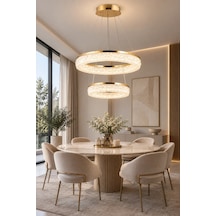 Modern Premium Gold Mermer Desenli Ledli Avize Salon Yemek Odası Avizesi 85w