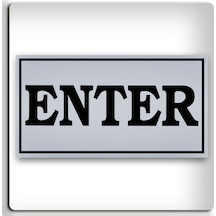 Enter - Yönlendirme Levhası - Kendinden Yapışkanlı Metalik Gümüş Gri Tabela 8x15 Cm