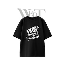 Thewert Making Of Tasarım Baskılı Ünisex Siyah Oversize T-shirt