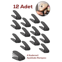 Porsima 5302 12li Ayakkabı Rampası Ayakkabı Düzenleyici Dolap İçi Organizer- Siyah Siyah