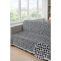 Çakıl Desen Kaymaz Yıkanabilir Pamuklu Koltuk/çekyat Örtüsü 180x220 Ebat Oturma Ve Sırt Siyah