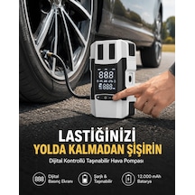 Mey İthalat Araç Lastik Şişirme Pompası Ve Akü Takviye Powerbank Bir Arada Yeni Nesil