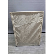 Krem Beyaz Çiçek Desenli Polyester Kumaş Çamaşır Makinesi Örtüsü Leke Tutmaz, Su Geçirmez Bej
