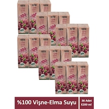 Vişne Elma Suyu %100 Meyve Suyu Oranı Şeker İlavesiz 36 Adet X 200 Ml 67402358