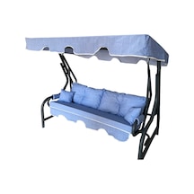 3 Kişilik Lüks Vip Salıncak Minderi Düğmeli-Süngerli Mavi Minder (535632617)