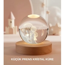 Küçük Prens Figürlü 3d Kristal Top Sıcak Işıklı Usb Ahşap Tabanlı Dekor Lamba Çok Renkli