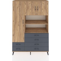 Hyperion Dolap 8 Raflı 6 Çekmeceli 3 Kapaklı 132x44x195 Çam-çam/antrasit Atlas Çam/antrasıt