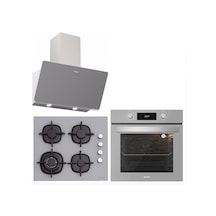 Silverline BO6504S01 - CS5429S01 - 3457 Soho 60 CM Gri Cam Ankastre Set