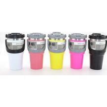 900 Ml Taşıma Kulplu Paslanmaz Çelik Termos Mug - Vakumlu Isı Yalıtımlı Bardak Alk3137