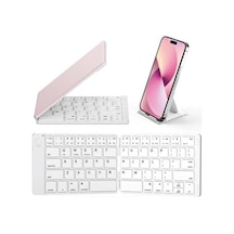 Samsers Katlanabilir Bluetooth Klavye Stand Tutuculu Pembe Bt X 1