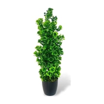 Yapay Çiçek Siyah Saksıda Güllü Yeşil Şimşir Ağacı 55cm