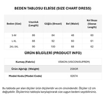 Gizers Giyim Kadın Uzun Kollu Kare Yakalı Üst Viskon Alt Desenli Kısa Süprem Elbise Siyah