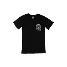 Motorlu Çocuk Cep Logo Tasarımlı Siyah Tişört