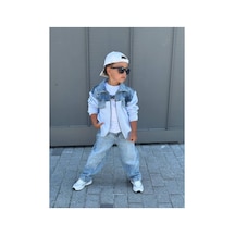 Toikids Erkek Çocuk Triko Garnili 3lü Kot Takım Beyaz