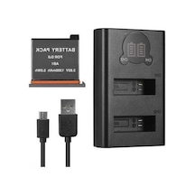 Pazly Çift Portlu Lcd Şarj Kiti - Djı Osmo Action İçin 1300mah Pil Ve Hızlı Şarj