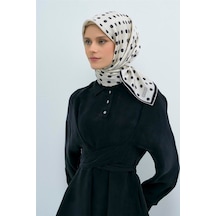 Armine İpek Eşarp 2026 Yaz - 9544-80 Ekru Siyah Twill