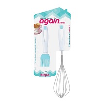 Again Büyük Silikon Yumurta Fırçası &No 2 Çırpıcı Seti Beyaz