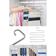 5 Katlı Pantolon Şal Kravat Bluz Askısı Dolap Gardrop Içi Askı Plastik Gri Diğer