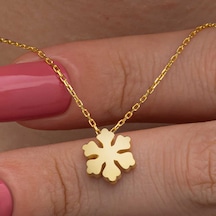 925 Ayar Gümüş Gold Minimal Kar Tanesi Kadın Kolye Gri