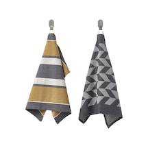 Ikea Sandvıva 2'lü Mutfak Havlusu 45 X 60 Cm Hardal - Gri - Açık Gri Çok Renkli