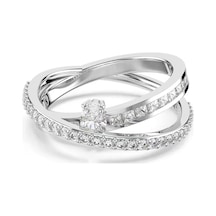 5691231 Swarovski Yüzük Hyperbola:rıng 2 Row Whıte/rhs 55 Çok Renkli