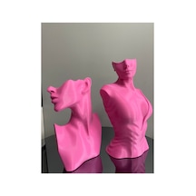 Pembe Renk Dekoratif Takı Mankeni 2'li Set Takı Teşhir Standı 30 Ve 23 Cm Takı Organizer Küpe Kolye