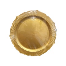 Omeyva Davet Parti Sunum Doğum Günü Altın Renkli Sert Plastik Mika Tabak - 22 Cm. - 6 Adetlik Paket Altın