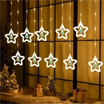 Yıldız Çerçeve Günışığı Yılbaşı Parti Dekorasyon Işıklandırmaları, Saçak Perde Led Işık, Noel Süsü Sarı