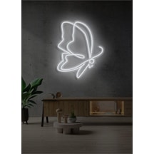 Kelebek Figürlü Neon Tabela Beyaz
