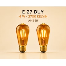 4w 2700k Rustik Ampul Amber Sarı Işık 2 Adet