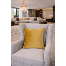 Modern Lüks Kadife Kırlent Kılıfı Sarı Ton, Yumuşak Doku, Şık Ve Dekoratif. Sarı - 851733439 Sarı