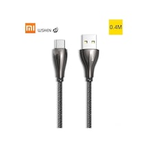 Wsken Type-c Hızlı Şarj Kablosu, Rgb Solunum Işığı, Metal Kasa, Örgülü Kablo, 0.4m Parlak Gümüş Rengi, Huawei Samsung Uyumlu