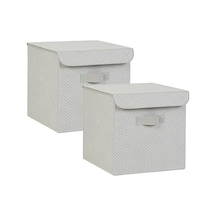 2'li Gri Kapaklı Kutu Set 30 X 30 X 30 Cm Açık Ahşap