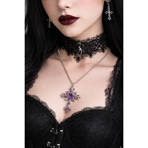 Mor Renk Kaplama Gotik Haç Kolye Unisex Metal Zincir Aksesuar Çok renkli