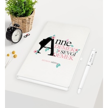 Kişiye Özel Anne Demek Sevgi Demek Beyaz Defter Kalem Seti Beyaz