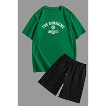 Uyguntarz Unisex Sunshine Baskılı Şort Takım Yeşil